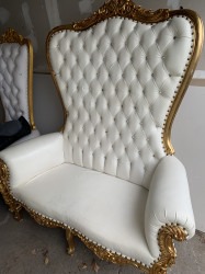 White and Gold Love seat