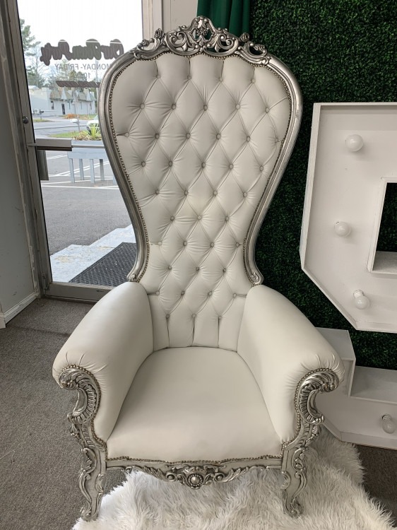 THRONE CHAIR (WHITE AND SILVER)